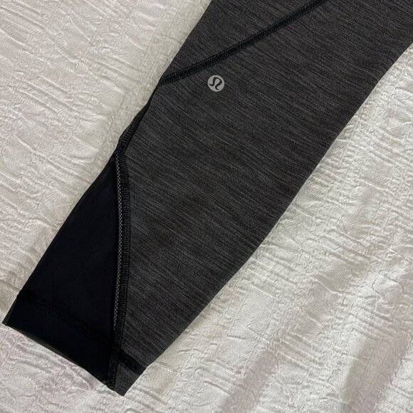 Lululemon Inspire Tight II 25" Heathered Black Luxtreme Mesh Running Leggings 6 - Picture 9 of 12